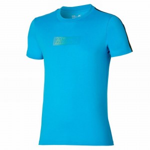 Blue Men's Mizuno Release Tape Tee T Shirts | WOD537609