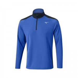 Blue Men's Mizuno Winter Breeze 1/4 Zip Tops | OAQ537946