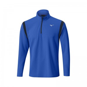 Blue Men's Mizuno Winter Breeze Elite 1/4 Zip Tops | IUM896403