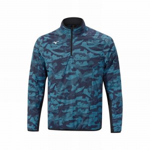 Blue Men's Mizuno Winter Stretch 1/4 Zip Tops | APG468731