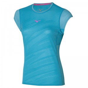 Blue Women's Mizuno Aero Tee T Shirts | OQX465028