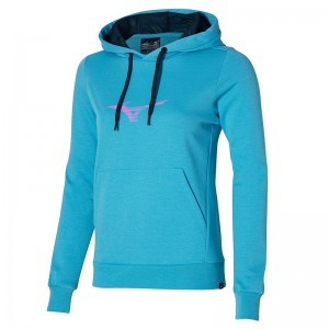 Blue Women's Mizuno Athletics Graphic Hoody Tops | FRC468359