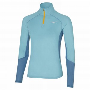 Blue Women's Mizuno Dryaeroflow LS Tee T Shirts | KFT932086