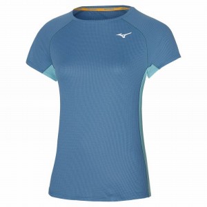 Blue Women's Mizuno Dryaeroflow Tee T Shirts | UVK617304