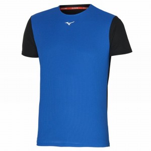 Blue / Black Men's Mizuno Dryaeroflow Tee T Shirts | SQW926378