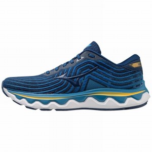 Blue / Blue / Blue Men's Mizuno Wave Horizon 6 Running Shoes | VFH519206