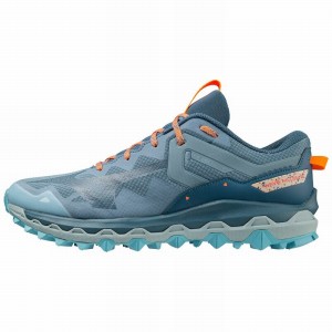 Blue / Blue / Light Orange Men's Mizuno Wave Mujin 9 Trail Running Shoes | QVW657104