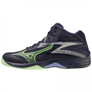 Blue / Green Men's Mizuno Thunder Blade Z Mid Volleyball Shoes | YVQ837952