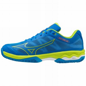 Blue / Light Green / White Men's Mizuno Wave Exceed Light Padel Shoes | IKV462305