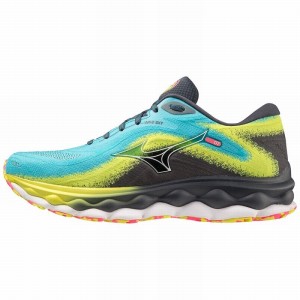 Blue / White Men's Mizuno Wave Sky 7 Running Shoes | DJF703589