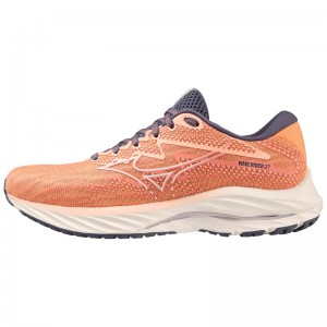 Coral White Women's Mizuno Wave Rider 27 Running Shoes | DYJ086324