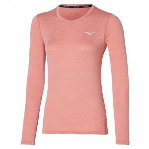 Coral Women's Mizuno Impulse Core LS Tee T Shirts | DEC758231