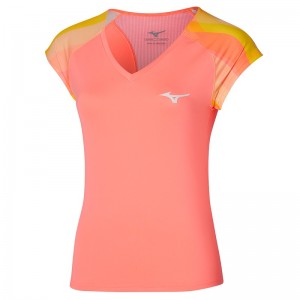 Coral Women's Mizuno Release Printed Tee T Shirts | DQJ321570