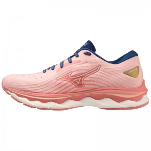 Coral / Grey / Blue Women's Mizuno Wave Sky 6 Running Shoes | DKR376092