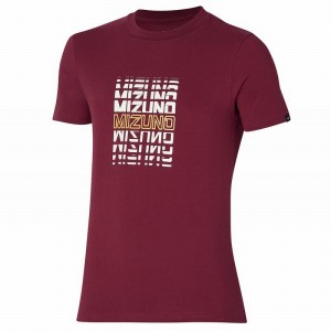 Dark Red Men's Mizuno Athletics Mizuno Tee T Shirts | KBI317548