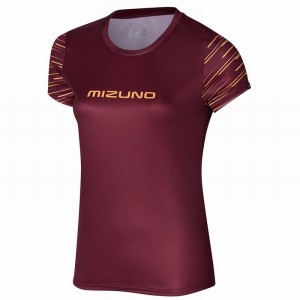 Dark Red Women's Mizuno Athletics Graphic Tee T Shirts | BYH296714