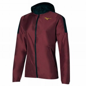 Dark Red Women's Mizuno Hoody Jackets | XHE764583