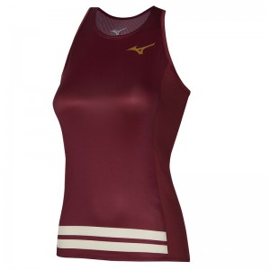 Dark Red Women's Mizuno Printed Tanks | COT847951