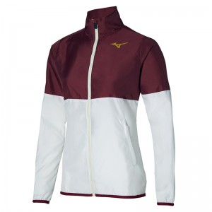 Dark Red / White Women's Mizuno Printed Jackets | EYX385427