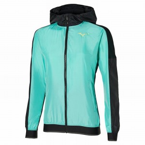 Green Black Women's Mizuno Hoody Jackets | BXL140932