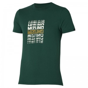 Green Men's Mizuno Athletics Mizuno Tee T Shirts | OPV865327