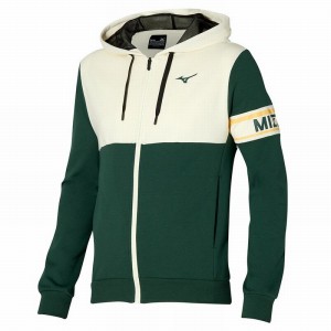 Green Men's Mizuno Athletics Sweat Jackets | QGT053912