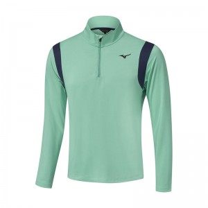 Green Men's Mizuno Breeze Elite 1/4 Zip Tops | HSZ721340