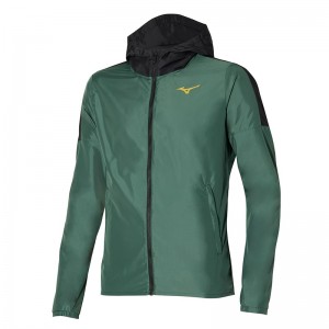 Green Men's Mizuno Hoody Jackets | SJX781320