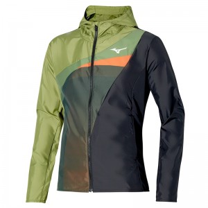 Green Men's Mizuno Release Hooded Jcket Jackets | ZMG178640