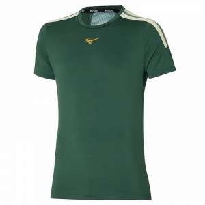 Green Men's Mizuno Shadow Tee T Shirts | WDT279485