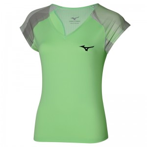 Green Women's Mizuno Release Printed Tee T Shirts | OMF581264