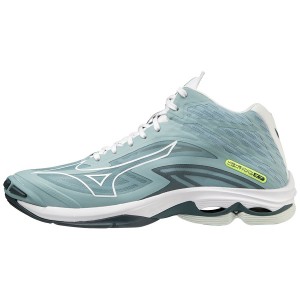 Green / White Men's Mizuno Wave Lightning Z7Mid Volleyball Shoes | CMT672891