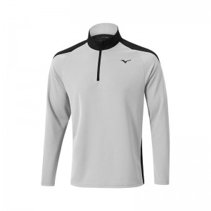 Grey Men's Mizuno Winter Breeze 1/4 Zip Tops | KGP435179