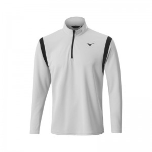 Grey Men's Mizuno Winter Breeze Elite 1/4 Zip Tops | QLG276509