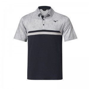 Grey Navy Men's Mizuno QD Hazard St Polo | DKP675903