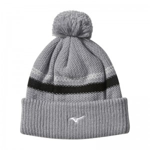 Grey Women's Mizuno Breath Thermo Pom Pom Hats | VRE726590