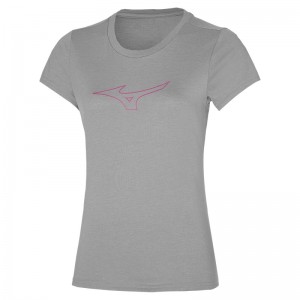 Grey Women's Mizuno Rb Logo Tee T Shirts | WTR742619