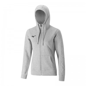 Grey Women's Mizuno Sweat FZ Hoodie | GTN197853