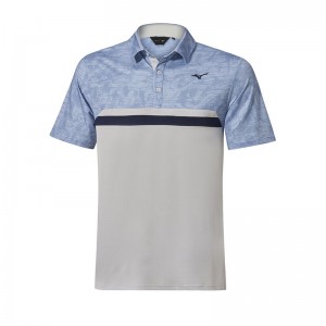 Grey / Blue Men's Mizuno QD Hazard St Polo | IBT542307