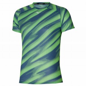 Light Green Men's Mizuno Dryaeroflow Graphic Tee T Shirts | MZR258603