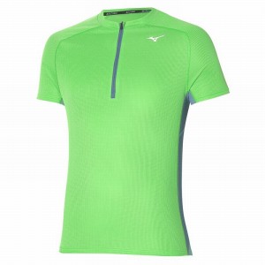 Light Green Men's Mizuno Trail Dryaeroflow HZ Tee T Shirts | CTG672513