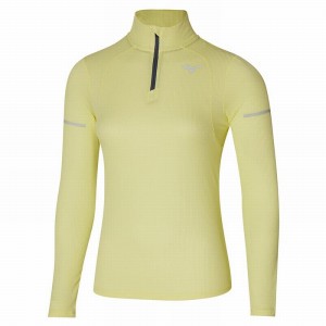 Light Green Yellow Women's Mizuno Dryaeroflow LS HZ Tops | RZK537186