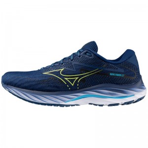 Navy Green Men's Mizuno Wave Rider 27 Running Shoes | XHS596348