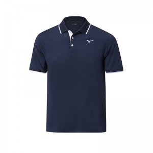 Navy Men's Mizuno QD Comp Plus Polo | OMS297350