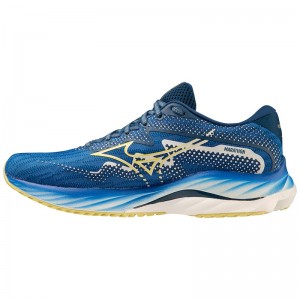 Navy Men's Mizuno Wave Rider 27 Amsterdam Running Shoes | YXU985203