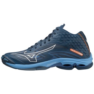 Navy / White / Blue Men's Mizuno Wave Lightning Z7Mid Volleyball Shoes | IHL812495