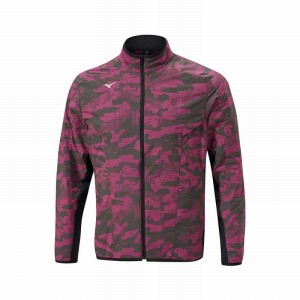 Pink Men's Mizuno Winter Stretch Full Zip Tops | JEY271498