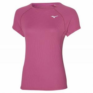 Pink Women's Mizuno Dryaeroflow Tee T Shirts | RZP457061