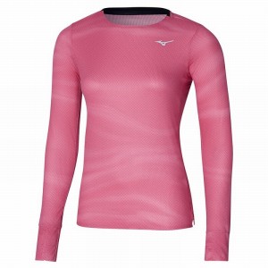 Pink Women's Mizuno Premium Aero LS Tee T Shirts | EBP856304