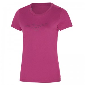 Pink Women's Mizuno Rb Logo Tee T Shirts | DLX536094